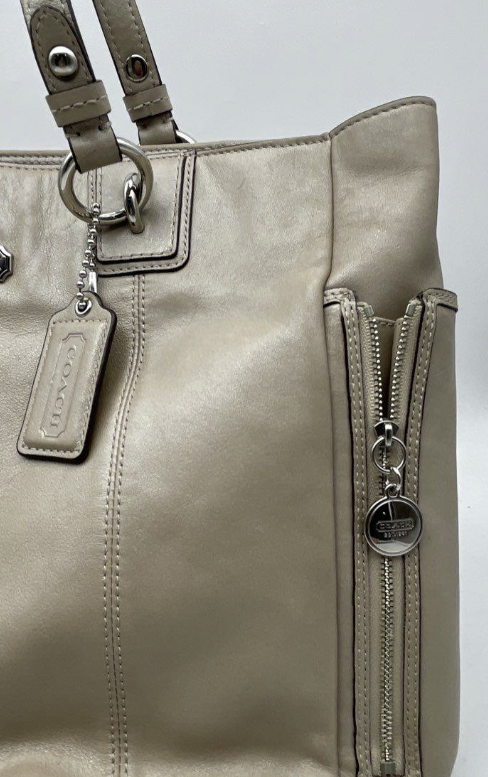 (SOLD) Coach F19456 Gallery Taupe Leather Tote Bag Large Designer Shoulder Handbag