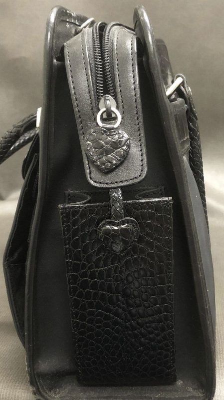 Brighton Black Croc Embossed Leather Briefcase Laptop Bag & Organizer Crossbody Set