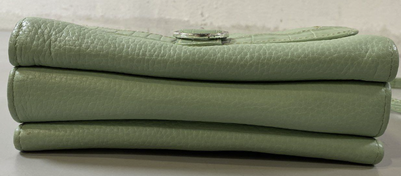 Brighton mint green croc-embossed leather organizer crossbody with floral lining, view 2