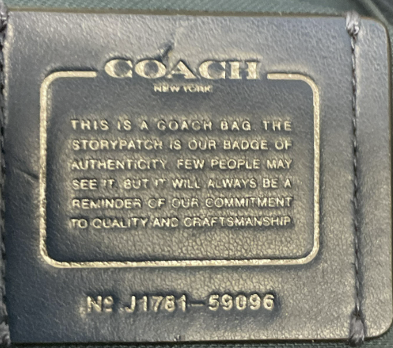Coach slate blue pebbled leather satchel with turn-lock and crossbody strap, view 6