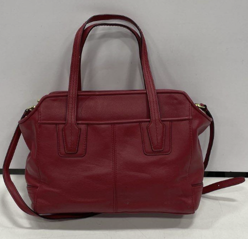 Coach Red Leather Satchel with Top Handles and Crossbody Strap