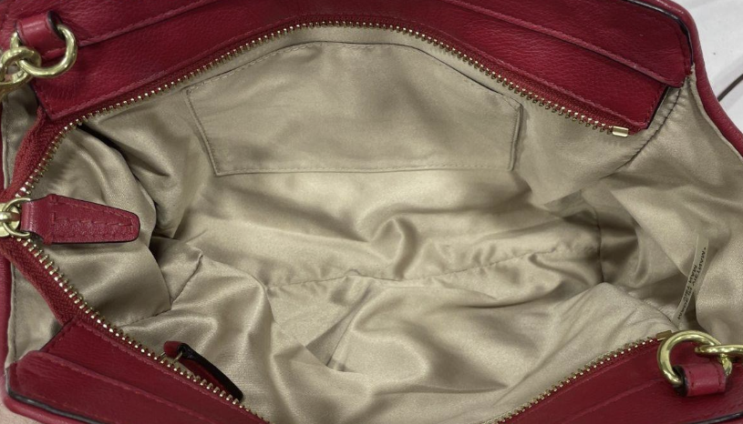 Coach Red Leather Satchel with Top Handles and Crossbody Strap