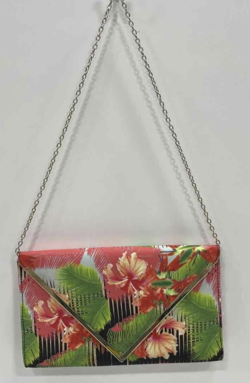Aldo tropical floral envelope clutch with chain strap, view 2
