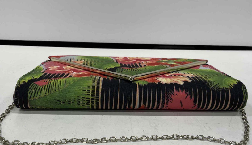 Aldo tropical floral envelope clutch with chain strap, view 4