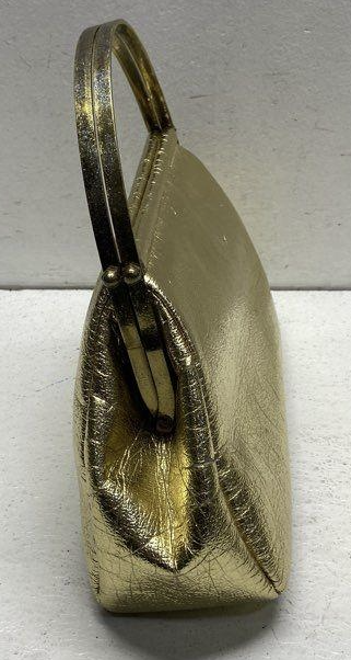 Vintage Gold Metallic Evening Handbag with Matching Coin Purse
