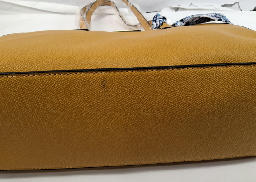 London Fog Golden Yellow Structured Satchel Tote with Scarf Accent