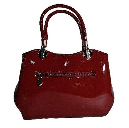 Pianne red patent shoulder bag with floral embellished side panels, view 6
