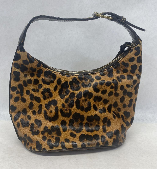 Dooney and Bourke leopard-style animal print coated cotton hobo with black leather trim, view 7
