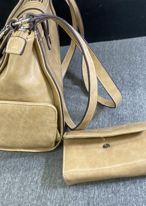 Rosetti Beige Shoulder Bag with Buckle Detail and Hidden Side Compartments