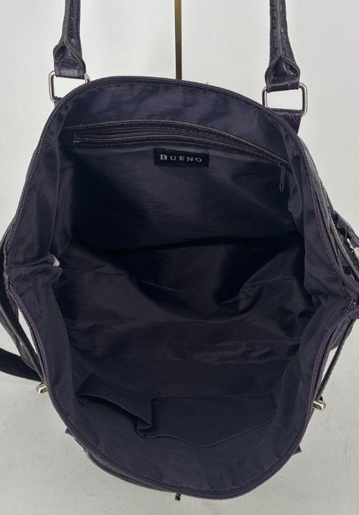 Bueno Deep Purple Croc Embossed Tote Shoulder Bag