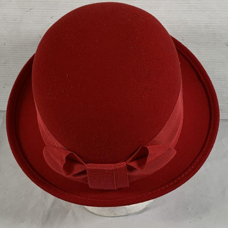 Lite Felt Red Wool Cloche Hat Crushable Water Repellent Vintage Style