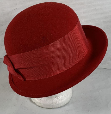 Lite Felt Red Wool Cloche Hat Crushable Water Repellent Vintage Style