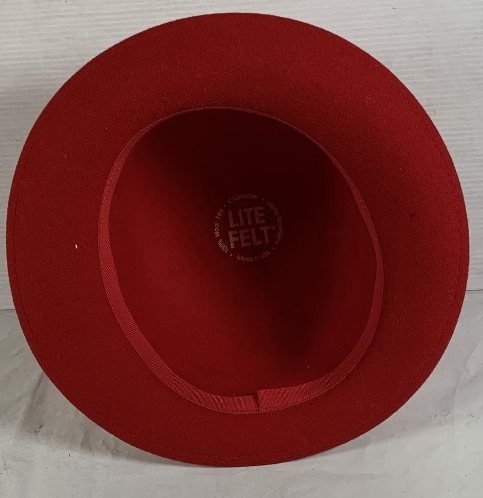 Lite Felt Red Wool Cloche Hat Crushable Water Repellent Vintage Style