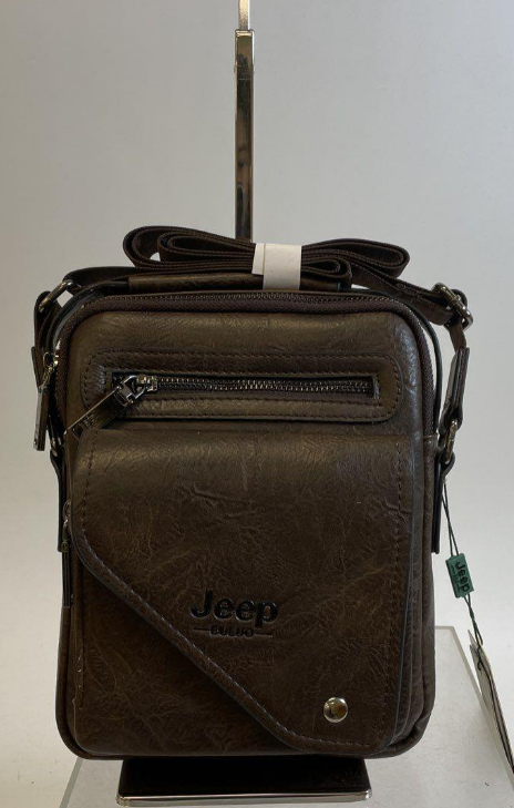 Distressed brown leather vertical crossbody bag with front zip pocket, view 6