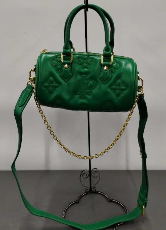 Louis Philippe Emerald Green Embossed Mini Satchel with Gold Hardware