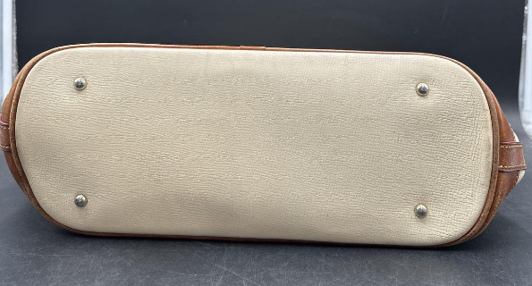 Vintage Dooney and Bourke White and Tan Leather Tassel Tote Bag