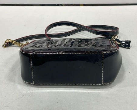Arcadia Black Patent Leather Embossed Shoulder Bag