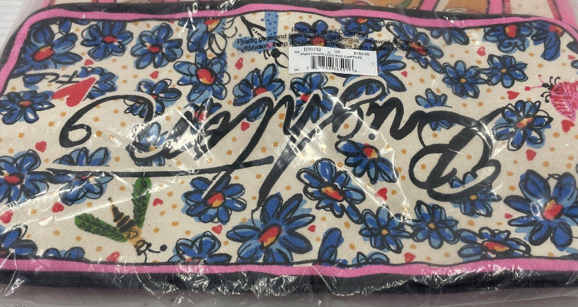 Brighton Fashionista Love Bug tote with floral LOVE artwork, view 7