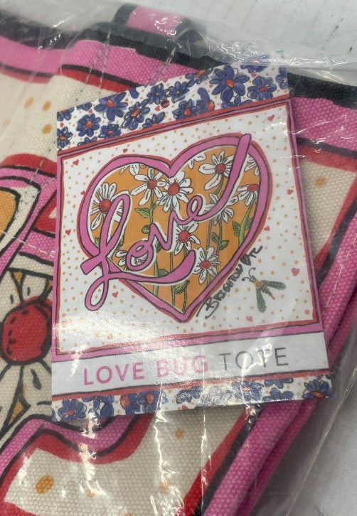 Brighton Fashionista Love Bug tote with floral LOVE artwork, view 6