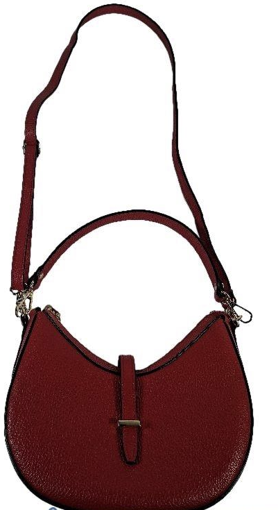 Vera Pelle red leather crescent shoulder bag made in Italy, view 4