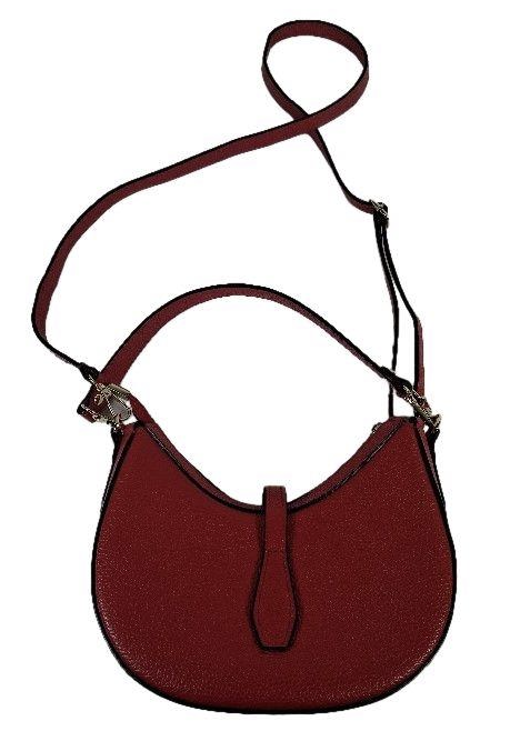 Vera Pelle red leather crescent shoulder bag made in Italy, view 2