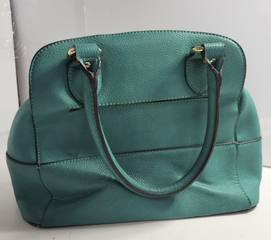 Carolyn Tucker Teal Pebbled Satchel Handbag with Gold Tone Frame and Dragonfly Charm