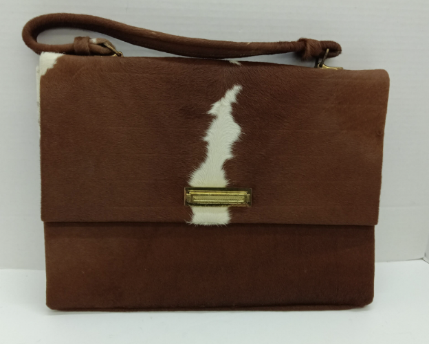 PYMSA cowhide shoulder bag with matching Bonita cowhide heels, view 2