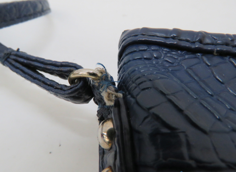 Marc Fisher Blue Croc Embossed Crossbody Bag with Gold Tone Hardware