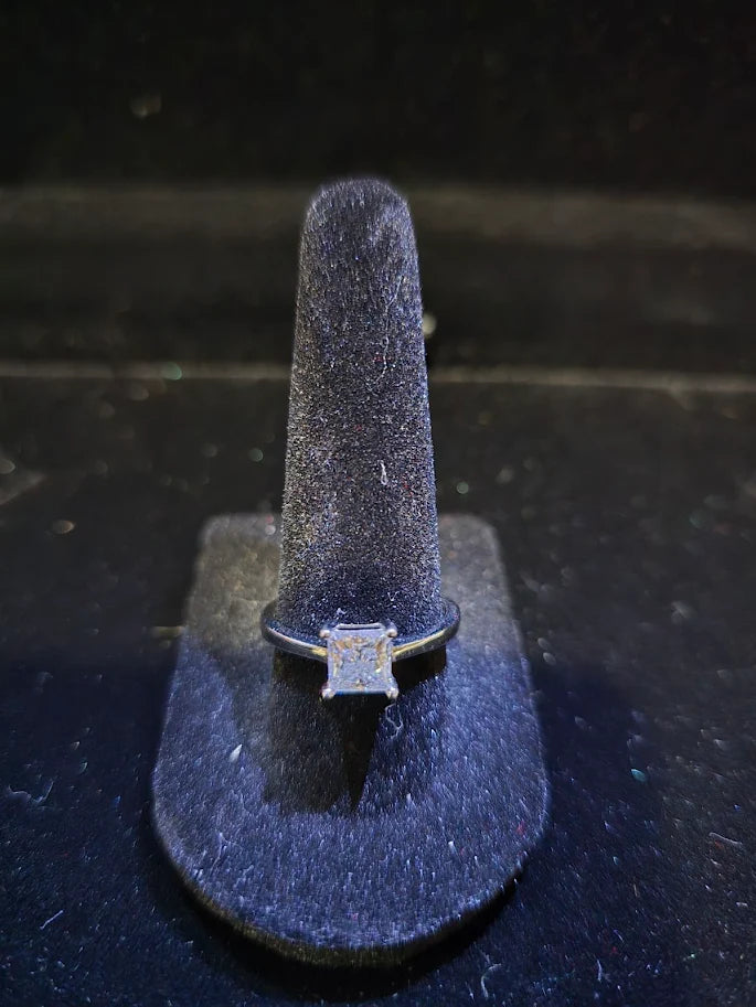 Sterling Silver Diamond Solitaire Ring – Princess Cut – Tested Diamond