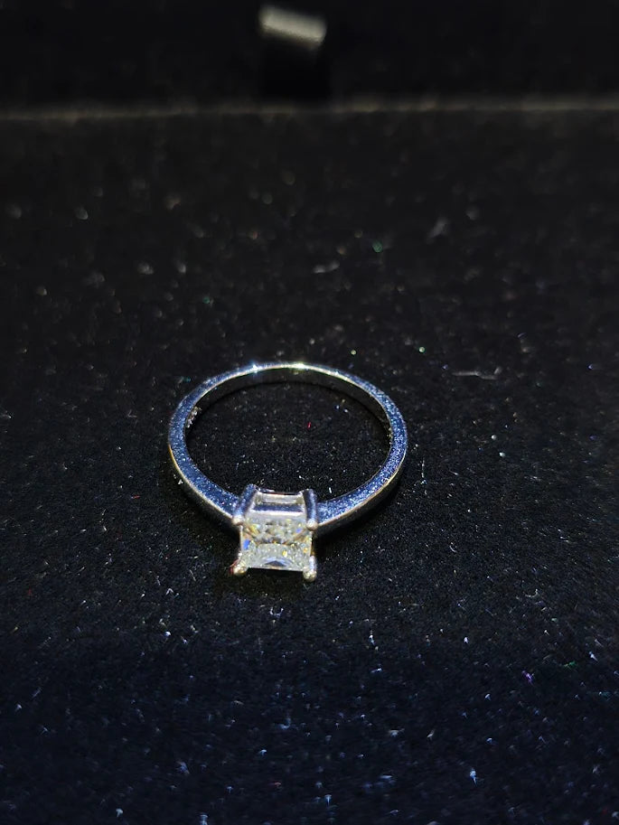 Sterling Silver Diamond Solitaire Ring – Princess Cut – Tested Diamond