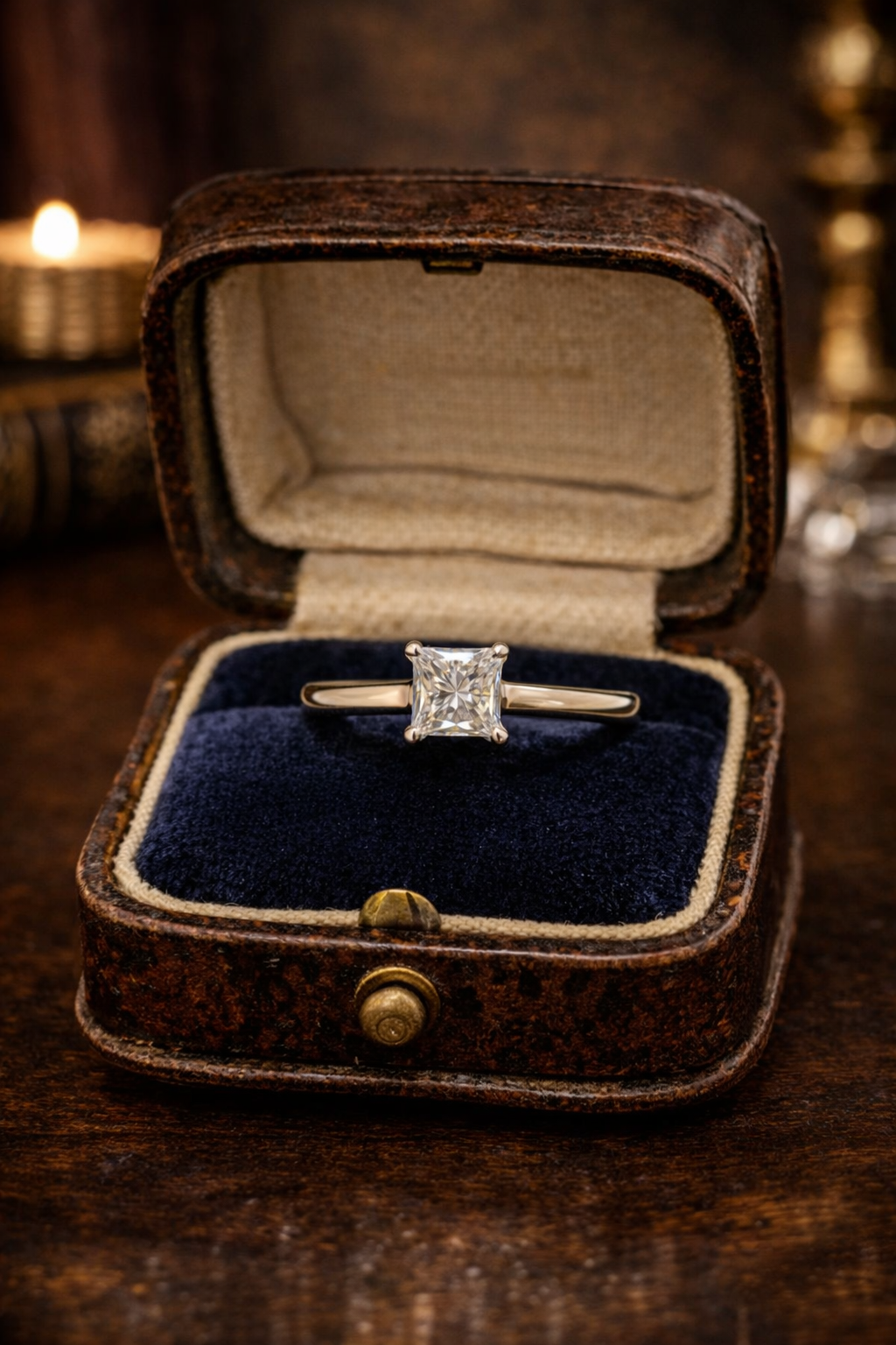 Sterling Silver Diamond Solitaire Ring – Princess Cut – Tested Diamond