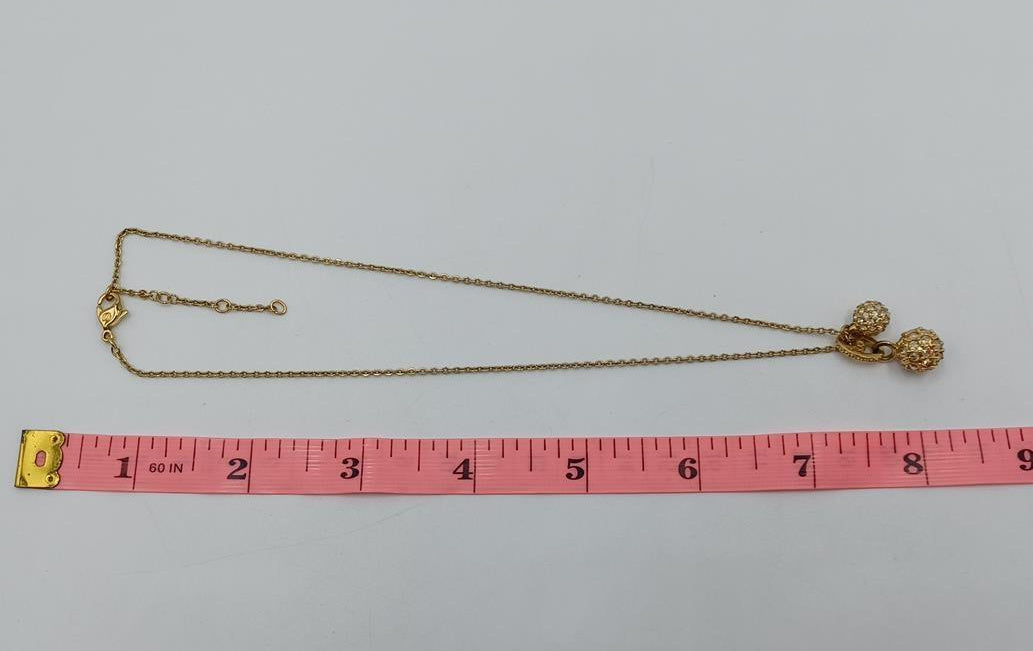 Swarovski Gold Tone Crystal Dual Pendant Necklace | Signed Designer Station Necklace
