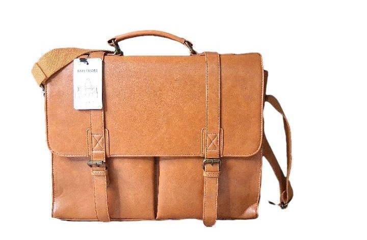 Tan Leather Messenger Bag | Minimalist Flap Briefcase Laptop Work Bag