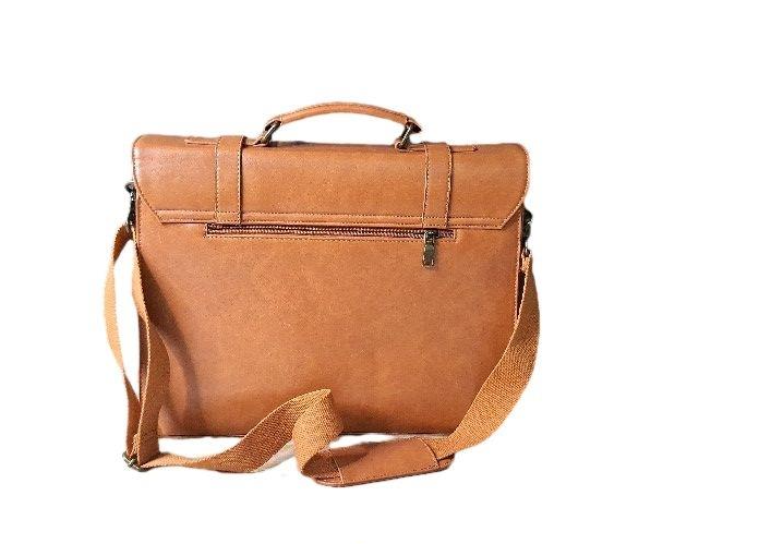Tan Leather Messenger Bag | Minimalist Flap Briefcase Laptop Work Bag