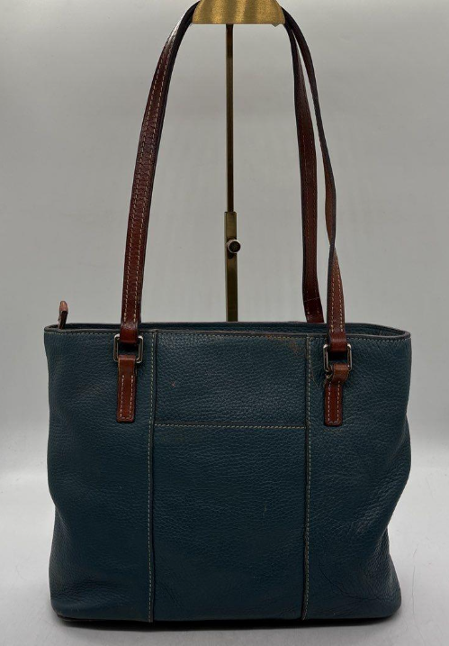 Dooney & Bourke Pebbled Leather Shopper Tote Teal Peacock Blue Shoulder Bag