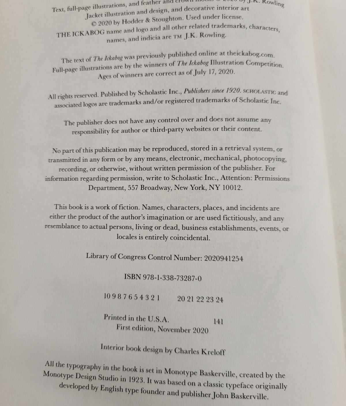 The Ickabog by J.K. Rowling, 2020 hardcover with decorative jacket, view 4