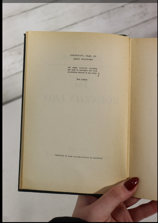 The Mountain Lion by Jean Stafford, Harcourt Brace hardcover in dark cloth without dust jacket, view 3