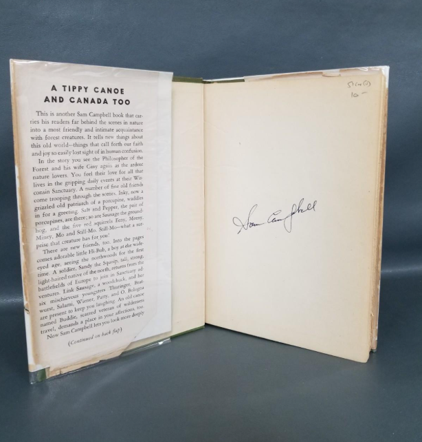 A Tippy Canoe and Canada Too Sam Campbell Signed by Sam Campbell 1946 First Edition Hardcover DJ (Fixes)