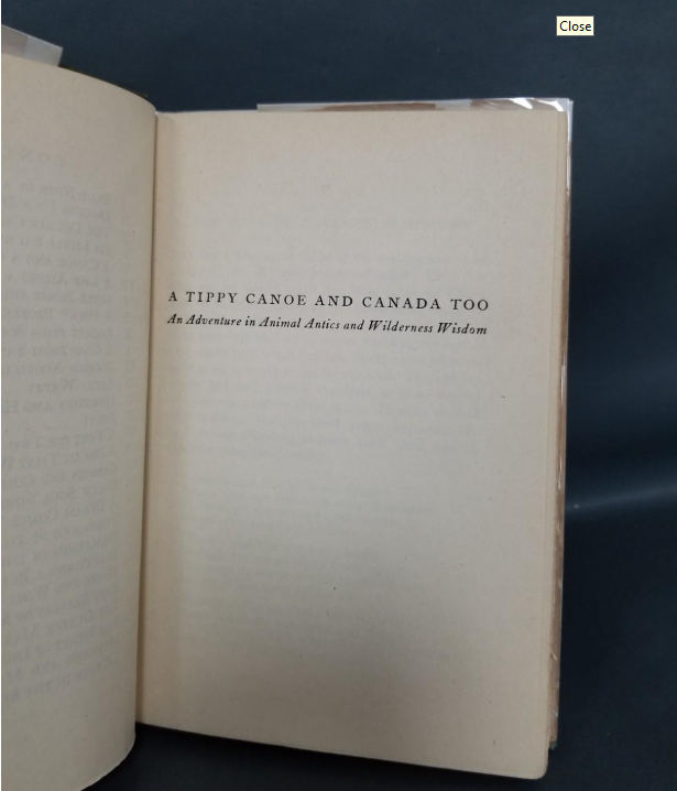 A Tippy Canoe and Canada Too Sam Campbell Signed by Sam Campbell 1946 First Edition Hardcover DJ (Fixes)