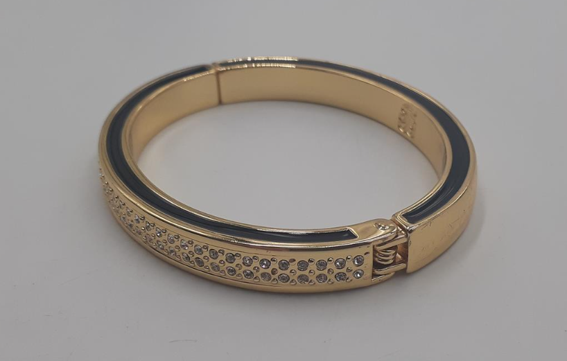Retired Tommy Bahama Gold Tone Rhinestone Bangle Bracelet – Signed