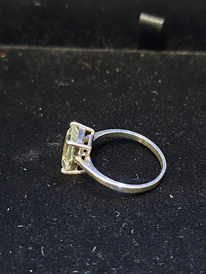 Sterling Silver Tourmaline Solitaire Ring – Emerald Cut – Size 6.5