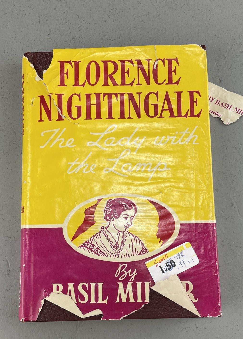 Florence Nightingale: The Lady with the Lamp by Basil Miller | Signed by Basil Miller 1947 Hardcover with Dust Jacket (Fixes)