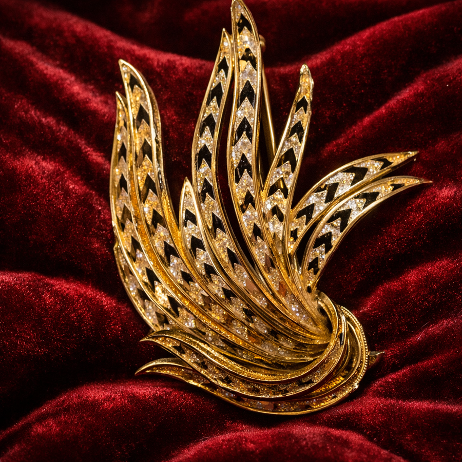 Signed Monet gold-tone wheat sheaf spray brooch
