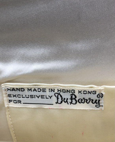 DuBarry Vintage White Satin and Beaded Clutch Hand Made Hong Kong Evening Purse