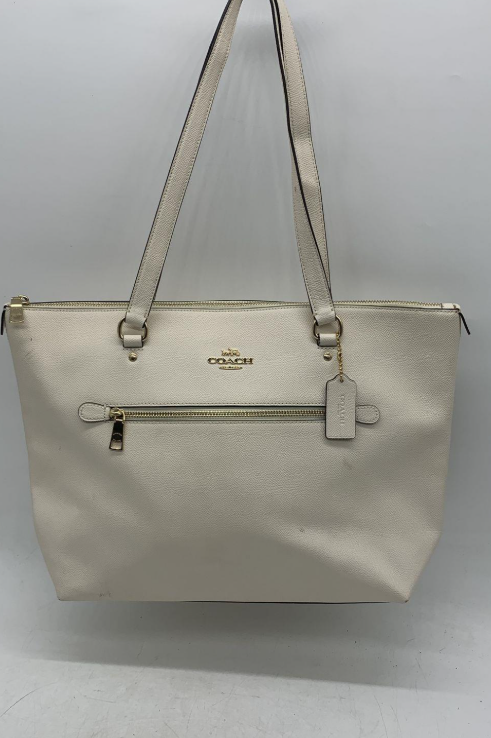 Coach Chalk White Pebbled Leather Tote Bag Carryall Shoulder Purse F79608 with Hangtag | Classic Everyday Tote