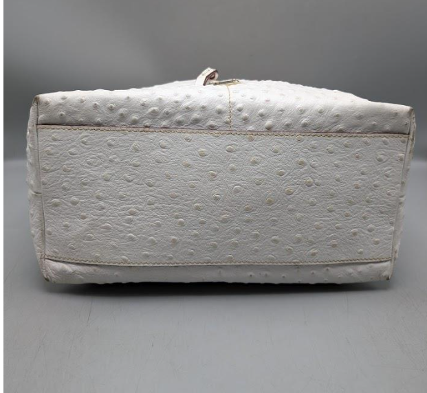 Dooney and Bourke White Ostrich-Embossed Leather Hobo Bag