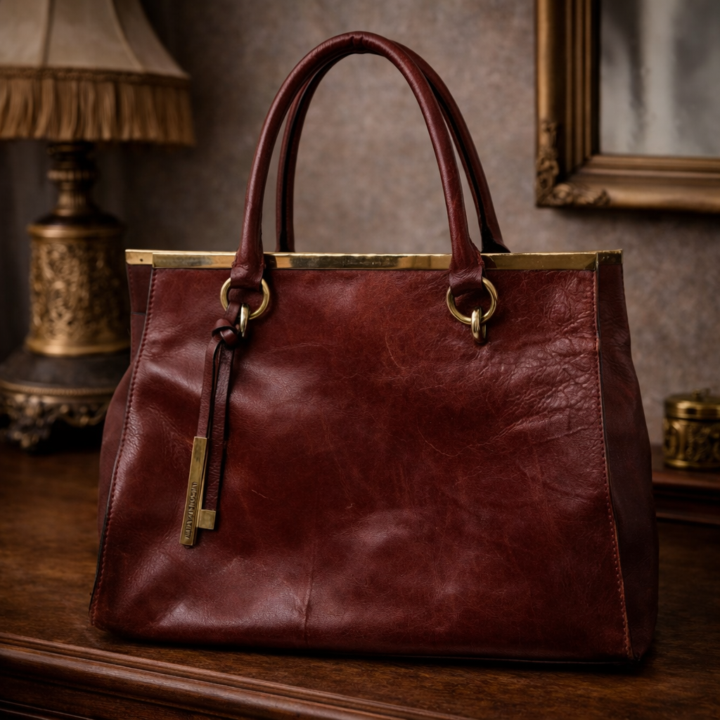 Vintage Wilsons Leather Maroon Frame Top Handle Shoulder Bag Genuine Leather Structured Purse