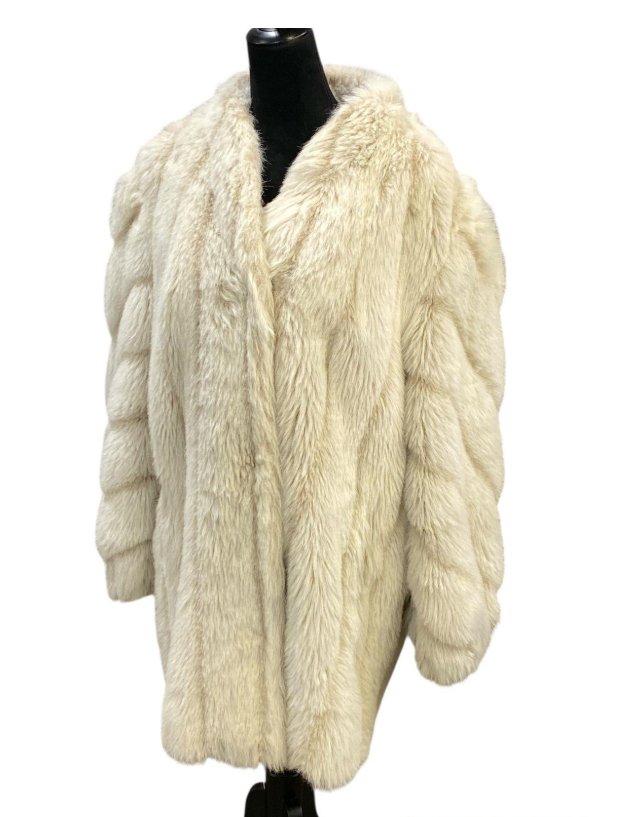 Mirage Outerwear Off-White Faux Fur Coat | Hook & Eye Evening Coat