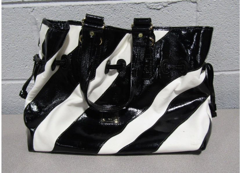 Dooney and Bourke Black and White Zebra Patent Leather Tote | Statement Shoulder Bag