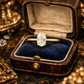 Gold Vermeil 925 Sterling Silver Oval CZ Solitaire Ring Size 6.75